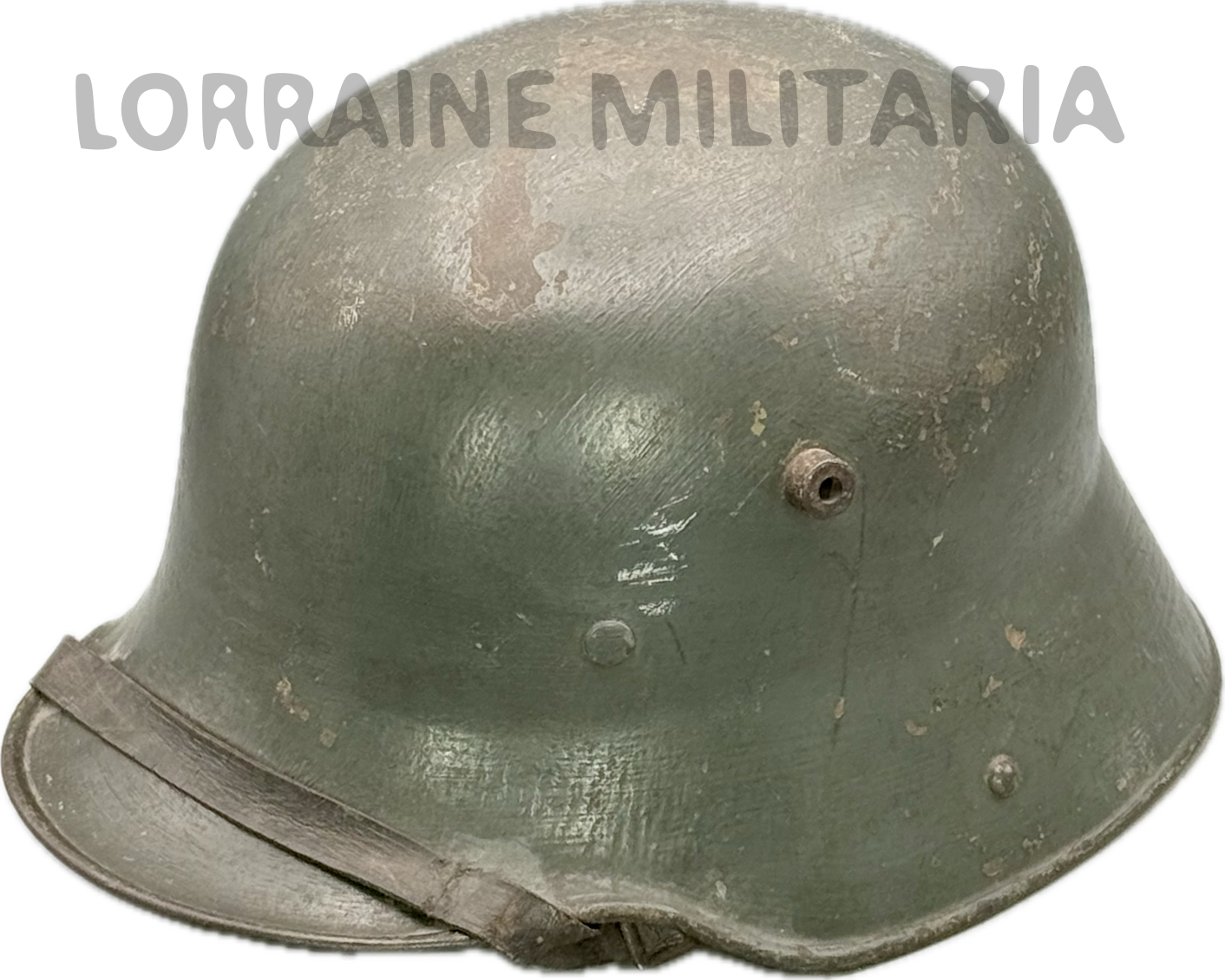 militaria : CASQUE ACIER MODELE 1916 STAHLHELM VERT POMME REPEINT PINCEAU FELDGRAU
