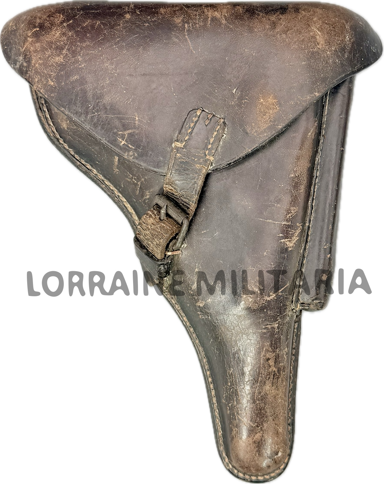 militaria : ETUI CUIR HOLSTER P08 LUGER DATE 1913 DU 45 IEME REGIMENT D'INFANTERIE AVEC CLEF