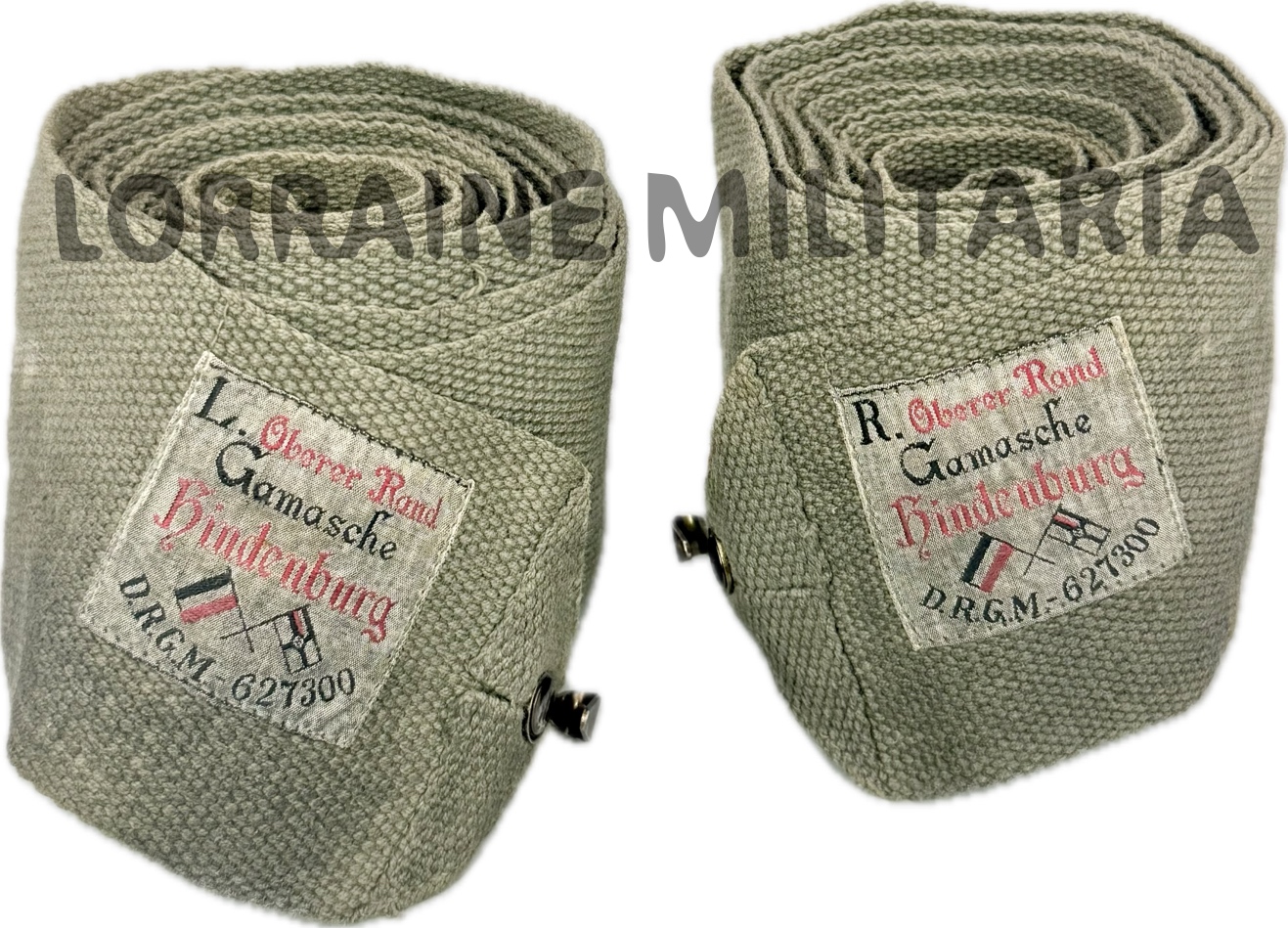 militaria : PAIRE DE BANDES MOLLETIERES ALLEMANDES HINDENBURG GAMASCHE