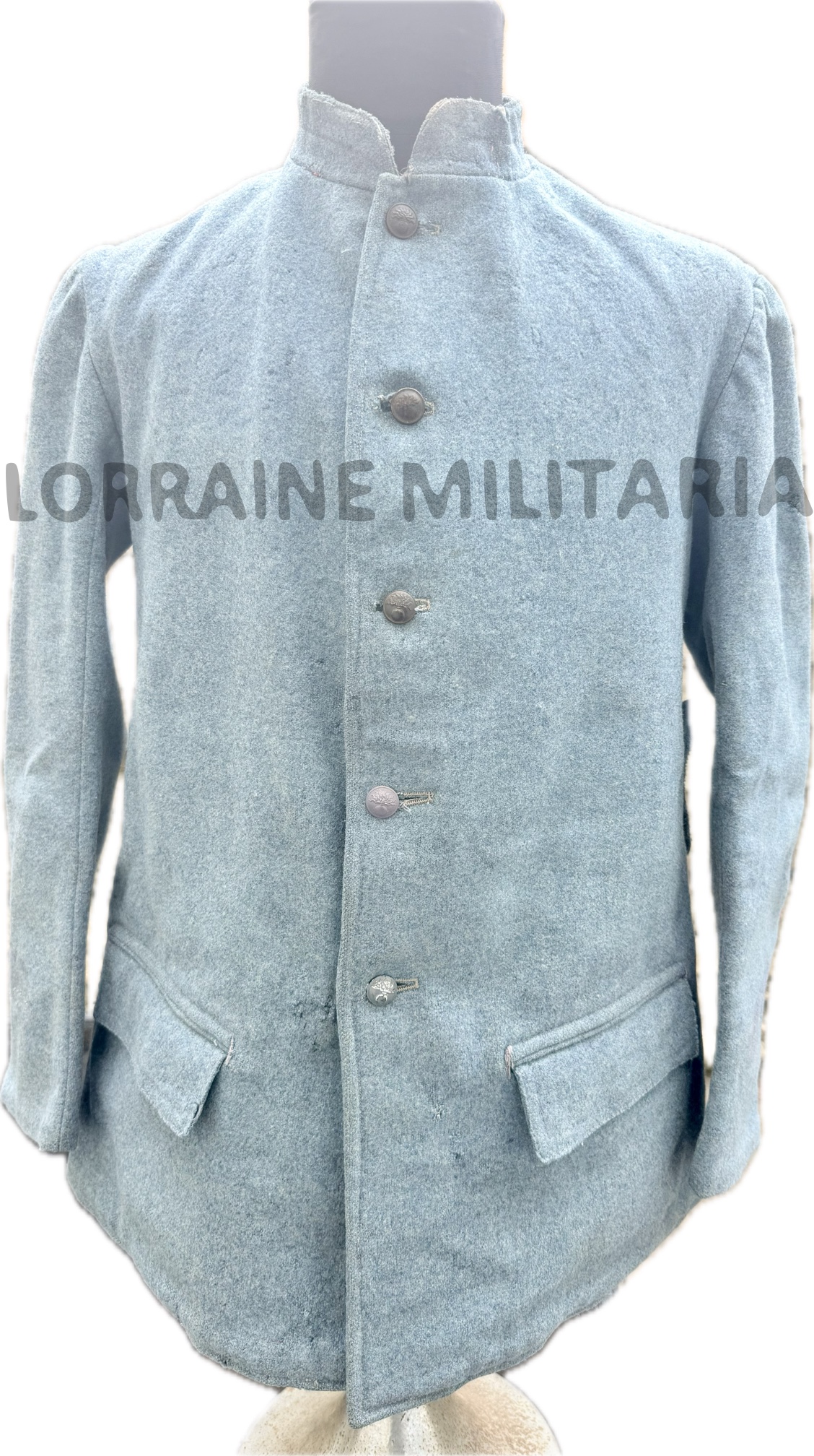 militaria : VAREUSE TROUPE FRANÇAISE MLE 1915 BLEU HORIZON DATEE 1917