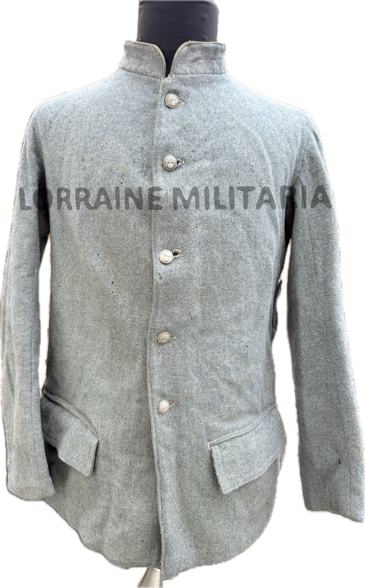 militaria : VAREUSE TROUPE FRANÇAISE MLE 1915 BLEU HORIZON DATEE 1916