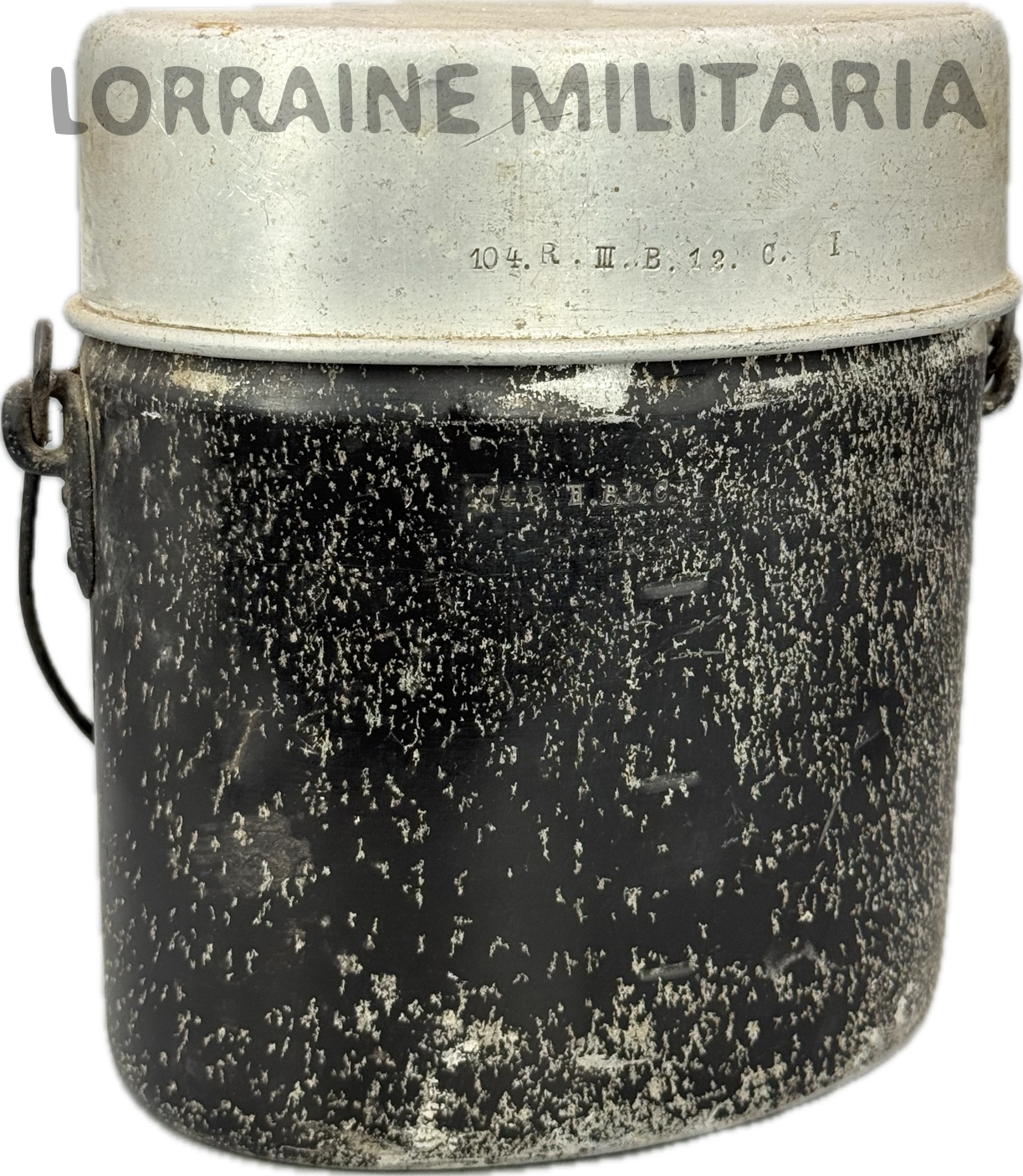militaria : GAMELLE ALLEMANDE REGLEMENTAIRE ALUMINIUM SAXE DU 104 IEME REGIMENT D'INFANTERIE