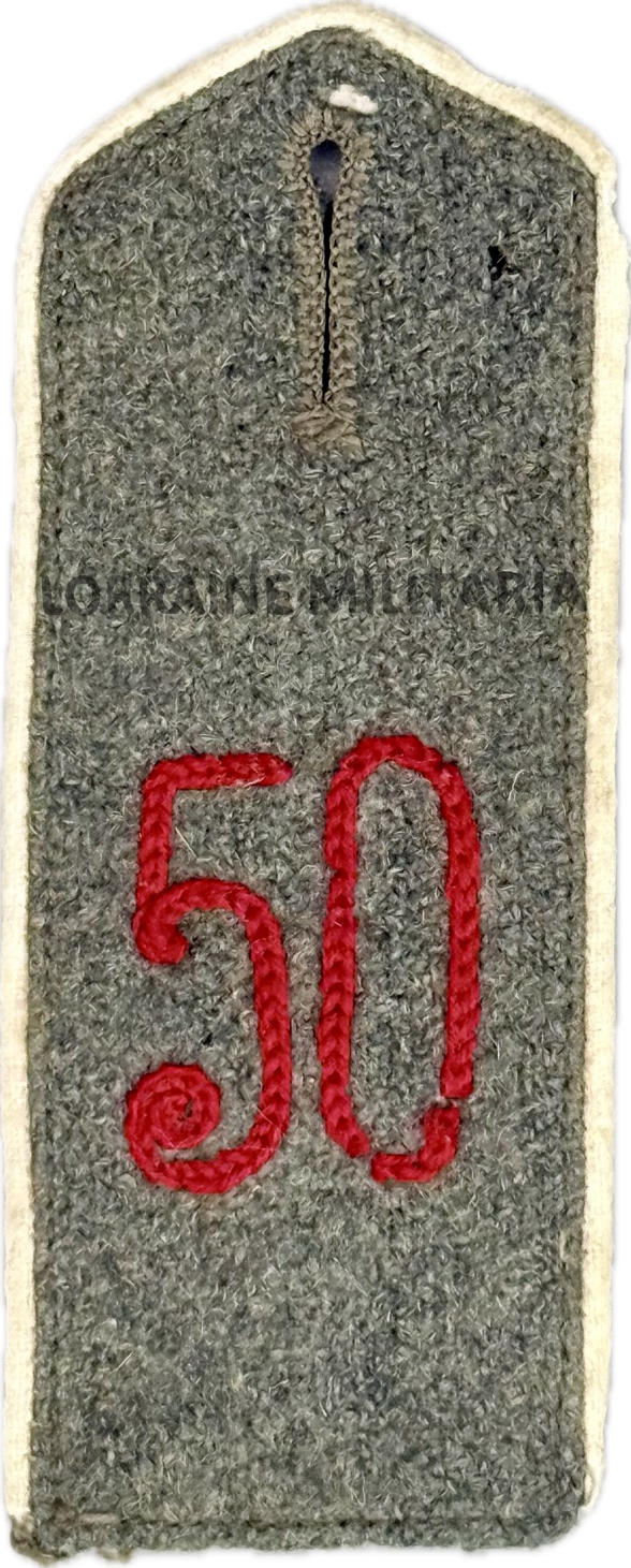 militaria : PATTE D'EPAULE MODELE 1915 DE BLUSE DU 50 IÈME REGIMENT D'INFANTERIE