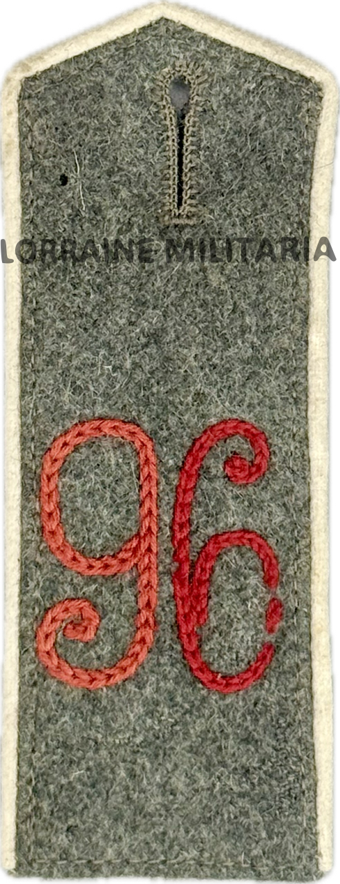 militaria : PATTE D'EPAULE MODELE 1915 DE BLUSE DU 96 IÈME REGIMENT D'INFANTERIE