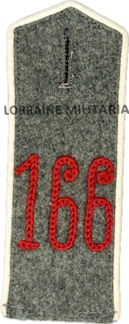 militaria : PATTE D'EPAULE MLE 1915 DE BLUSE DU 166 IÈME REGIMENT D'INFANTERIE