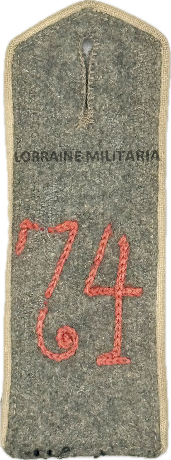 militaria : PATTE D'EPAULE MLE 1915 DE BLUSE DU 74 IÈME REGIMENT D'INFANTERIE