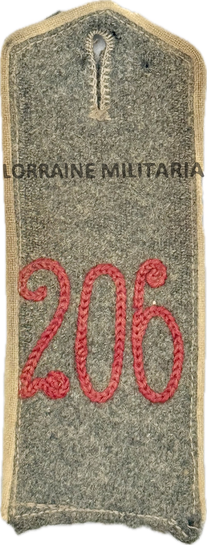 militaria : PATTE D'EPAULE MLE 1915 DE BLUSE DU 206 IÈME REGIMENT D'INFANTERIE DE RESERVE