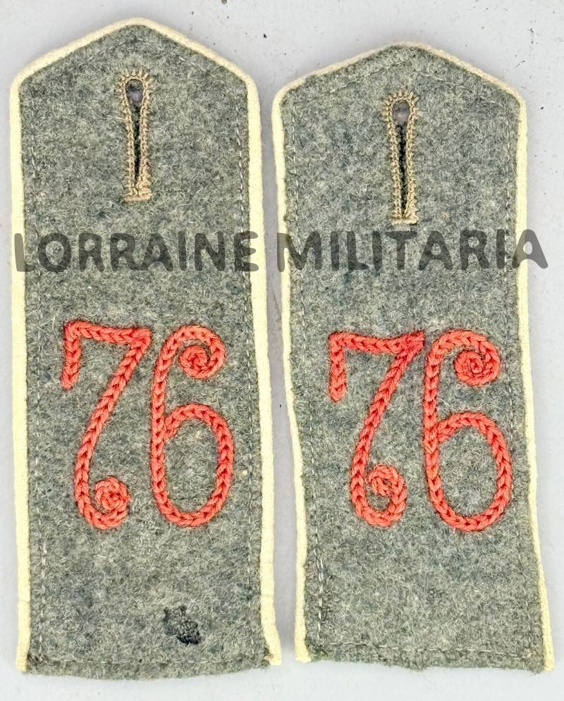 militaria : PAIRE DE PATTES D'EPAULE MODELE 1915 TROUPES DU 76 ÈME RÉGIMENT D'INFANTERIE