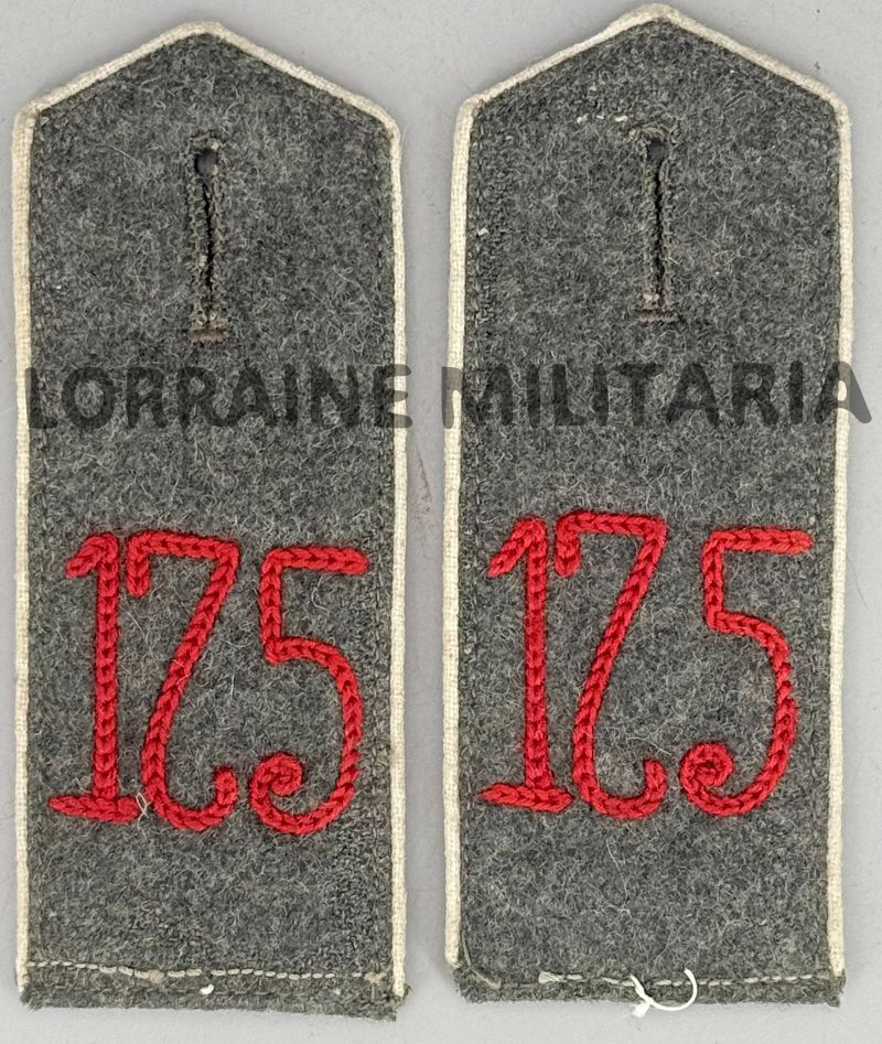 militaria : PAIRE DE PATTES D'EPAULE MODELE 1915 TROUPES DU 175 ÈME RÉGIMENT D'INFANTERIE