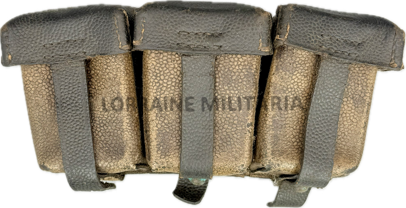 militaria : CARTOUCHIERE TROUPE INFANTERIE MLE 1909 DATÉE 1915 ERSATZ BICOLORE