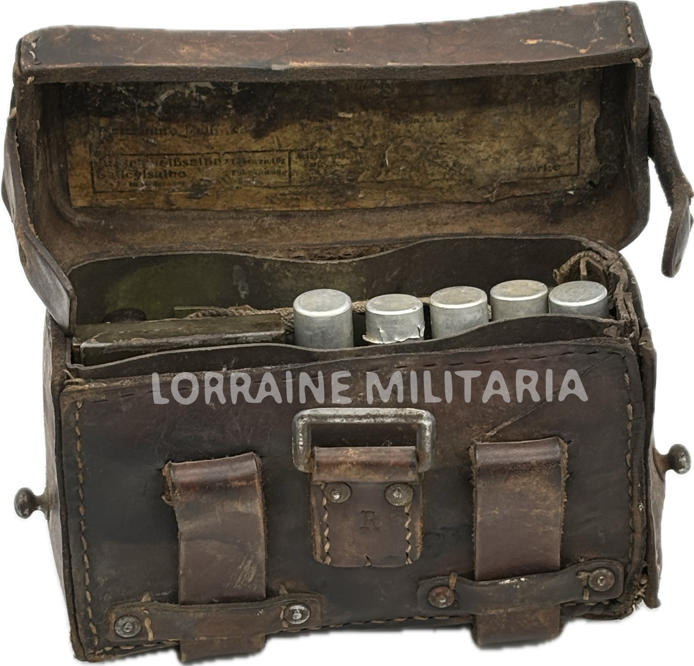 militaria : CARTOUCHIERE SANITAIRE AVEC MEDICAMENTS