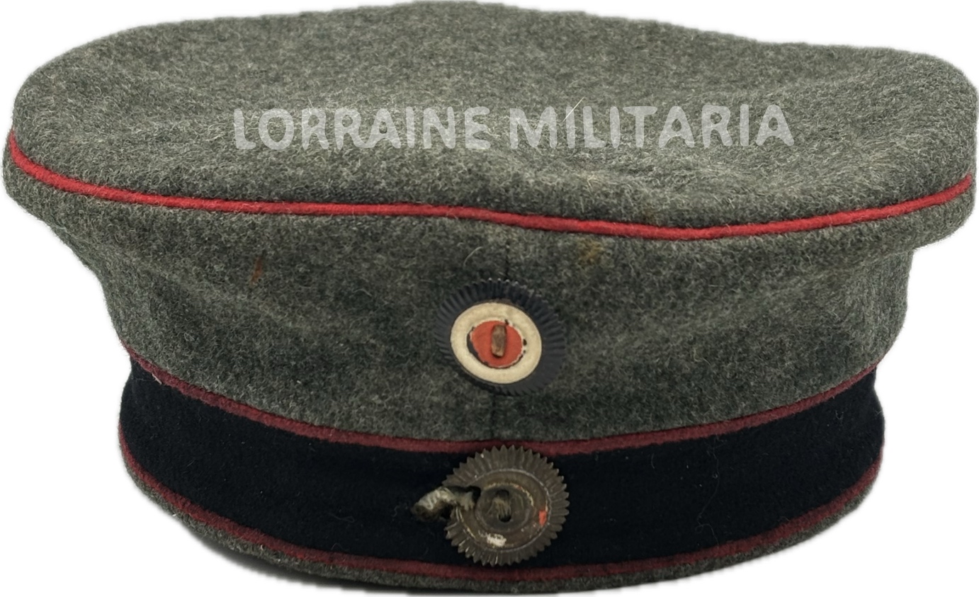 militaria : MUTZE TROUPE ARTILLERIE/PIONNIER PRUSSE BA IX 1917 IMPACTEE