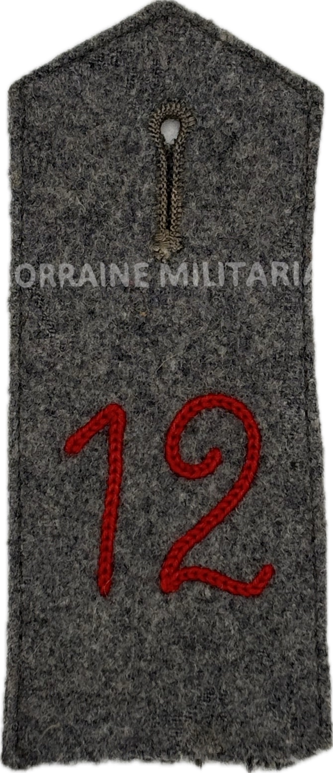 militaria : PATTE D'EPAULE MODELE 1914 DU 12 EME REGIMENT D'INFANTERIE BAVAROIS