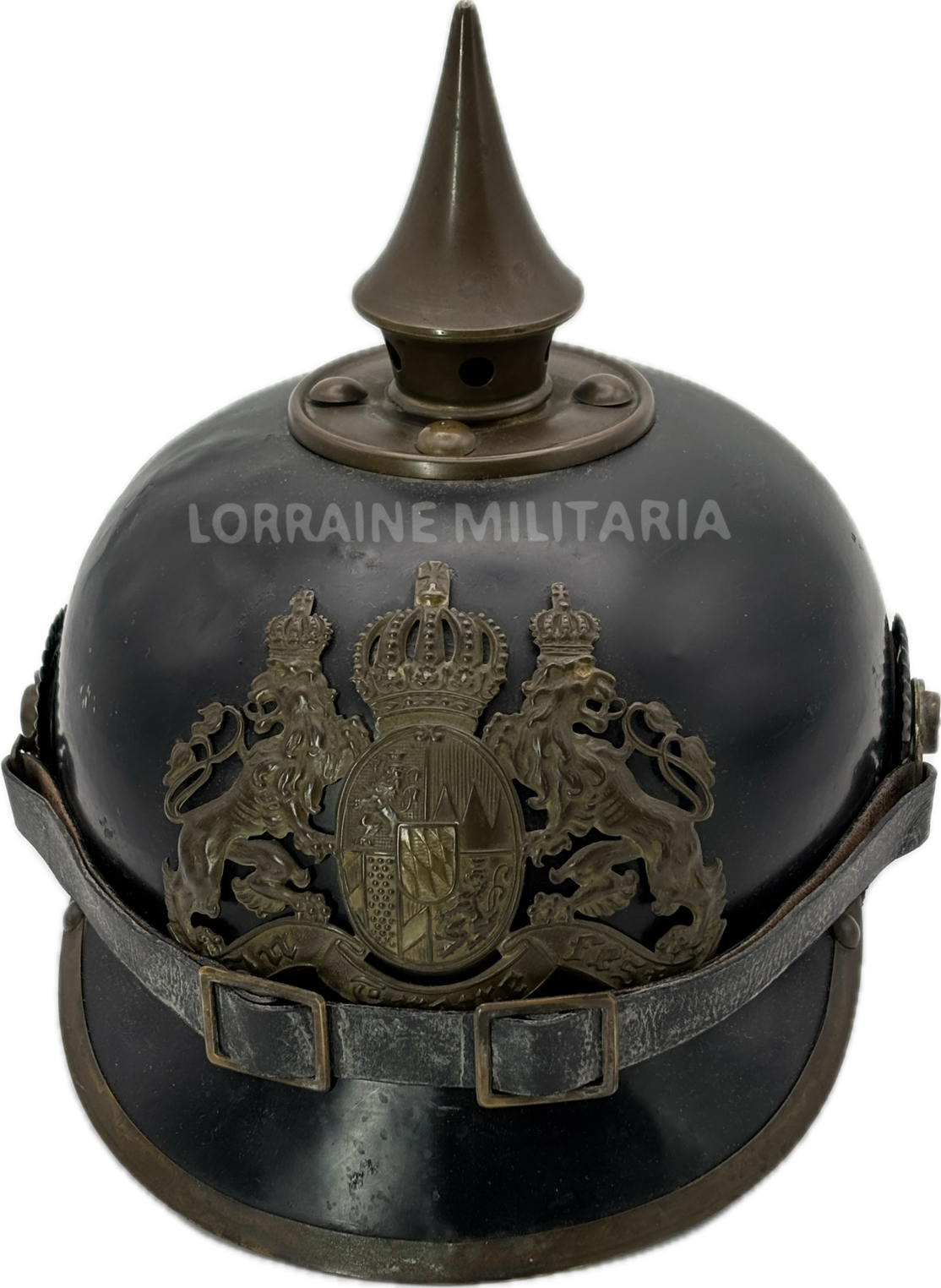 militaria : CASQUE A POINTE TROUPE BAVAROIS TOLE FABRIQUE PAR BING 1915