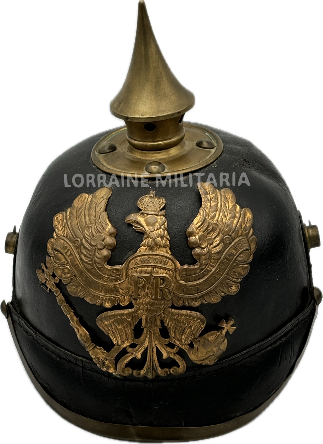 militaria : CASQUE A POINTE 1895 PRUSSE DU IR 143 STRASBOURG ET MUTZIG