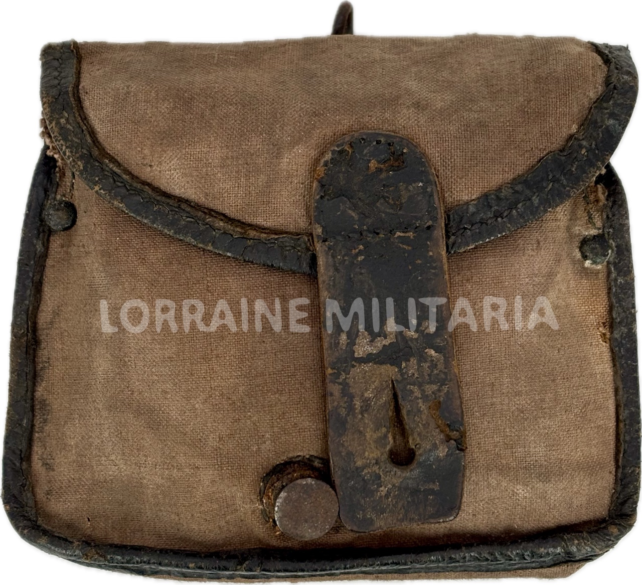 militaria : CARTOUCHIERE ERSATZ TOILE CACHOU TROUPE FRANÇAISE MODELE 1888