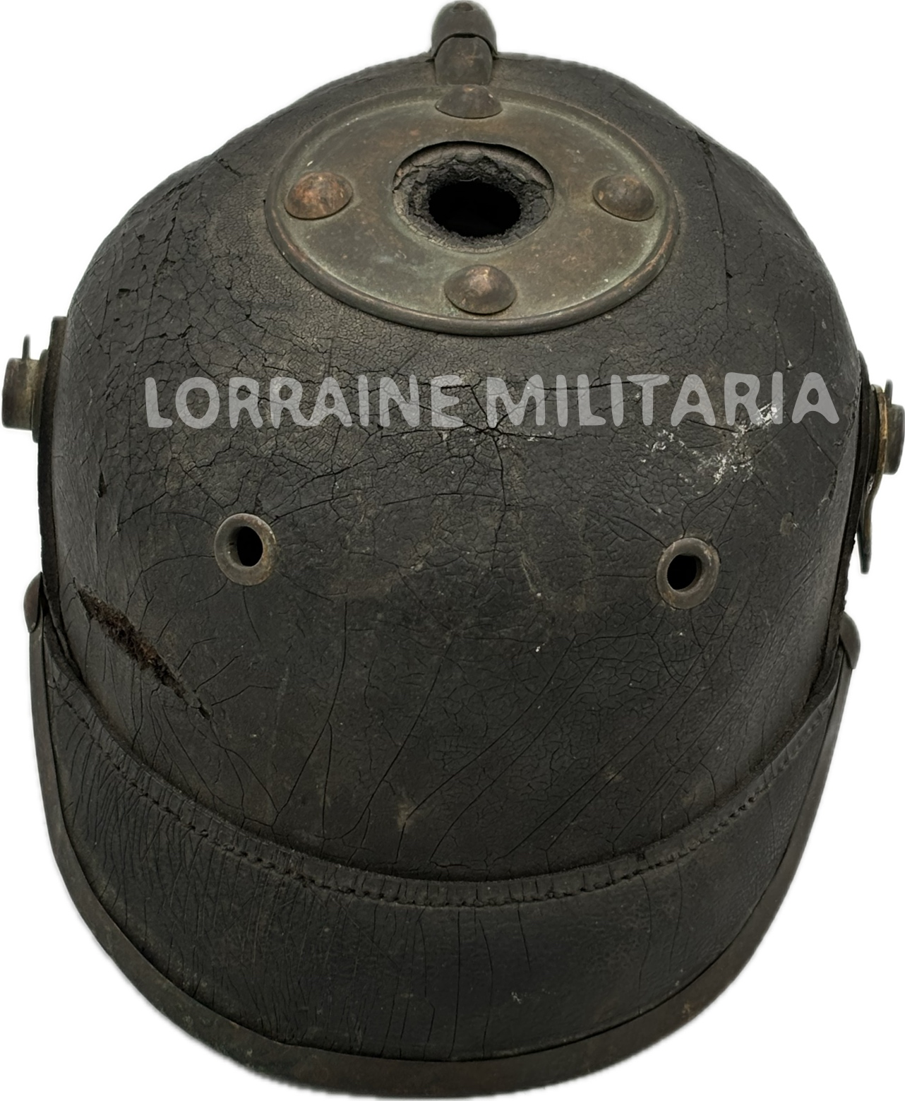 militaria : CASQUE A POINTE PRUSSIEN MODELE 1895 POINTE SUPPRIMEE