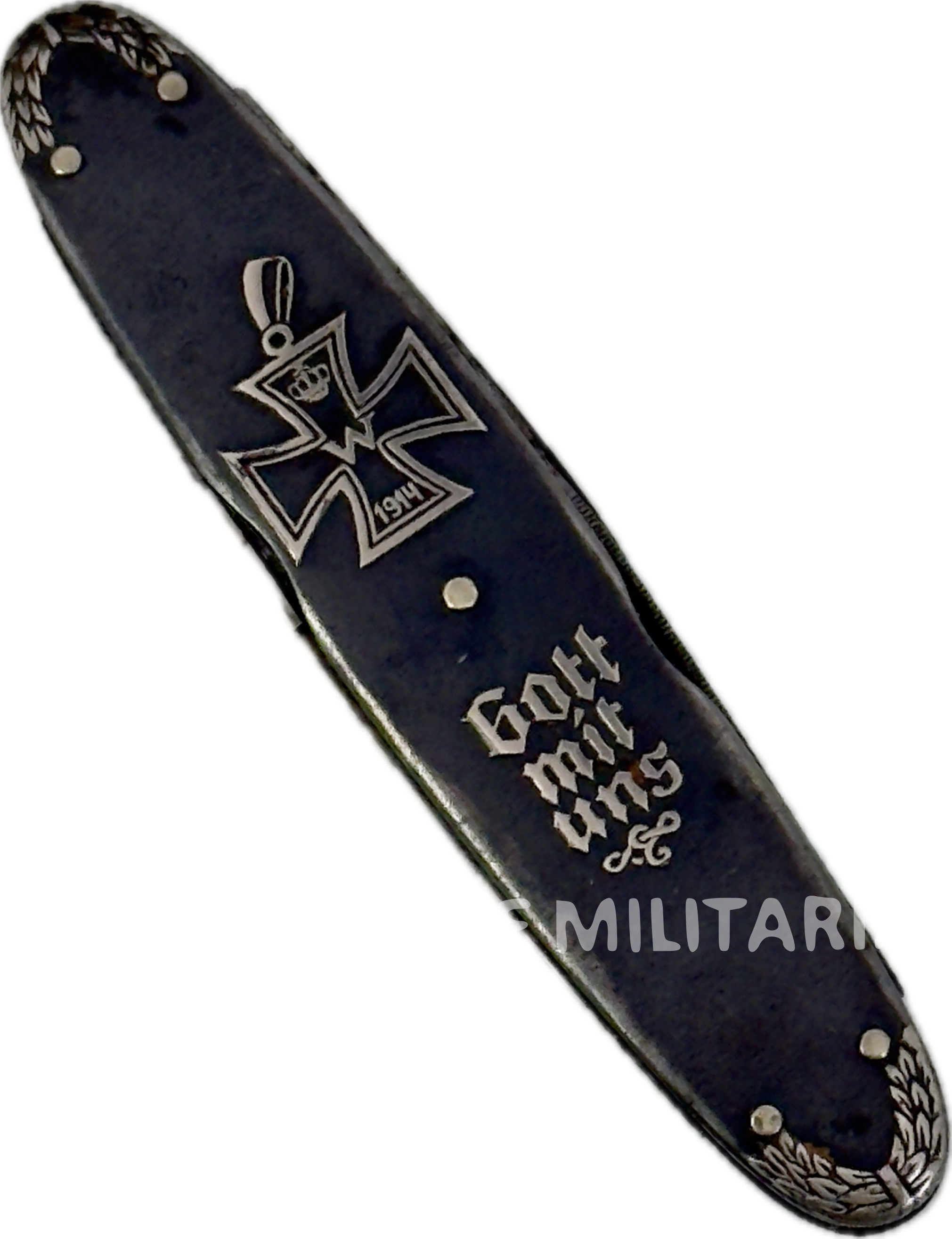 militaria : COUTEAU DE POCHE ALLEMAND CROIX DE FER DEVISE GOTT MIT UNS