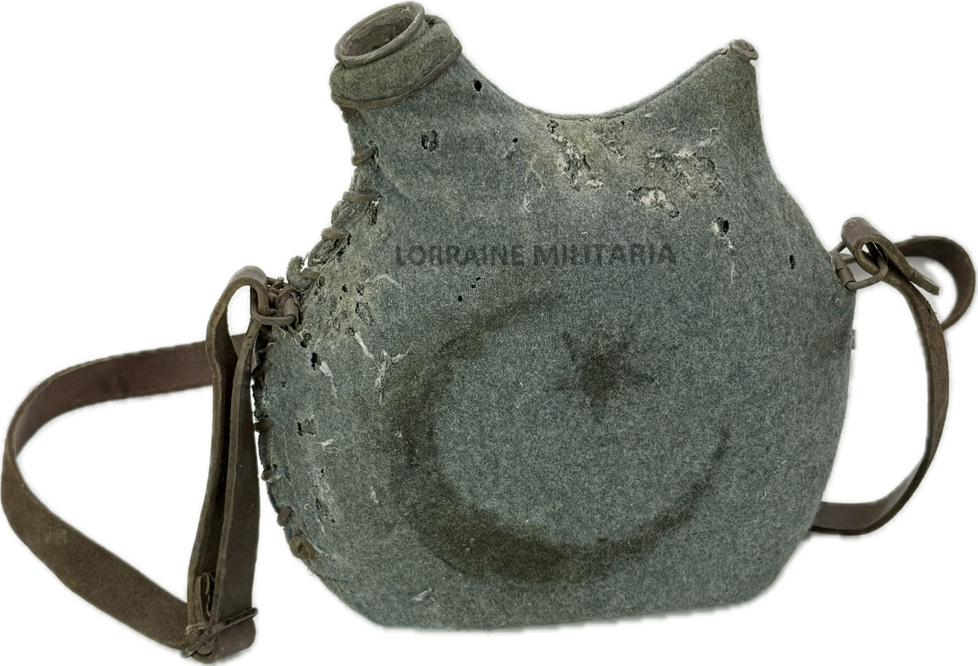 militaria : GOURDE DE 2 LITRES BLEU HORIZON ARMEE D'AFRIQUE NOMINATIVE