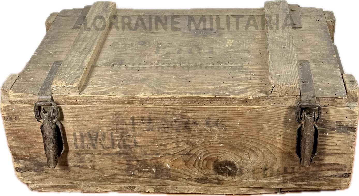 militaria : CAISSE BOIS ALLEMANDE TRANSPORT 50 GRENADES OEUF DATEE 1916
