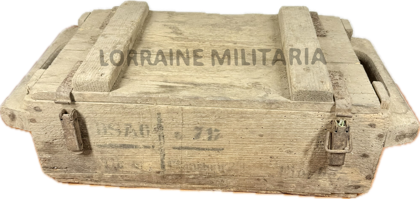militaria : CAISSE BOIS ALLEMANDE TRANSPORT 50 GRENADES OEUF DATEE 1917