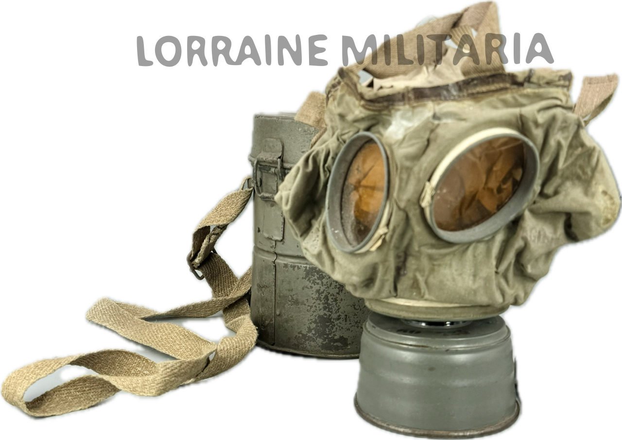militaria : MASQUE A GAZ TOILE ALLEMAND GUMMIMASK  COMPLET AVEC SA BOITE