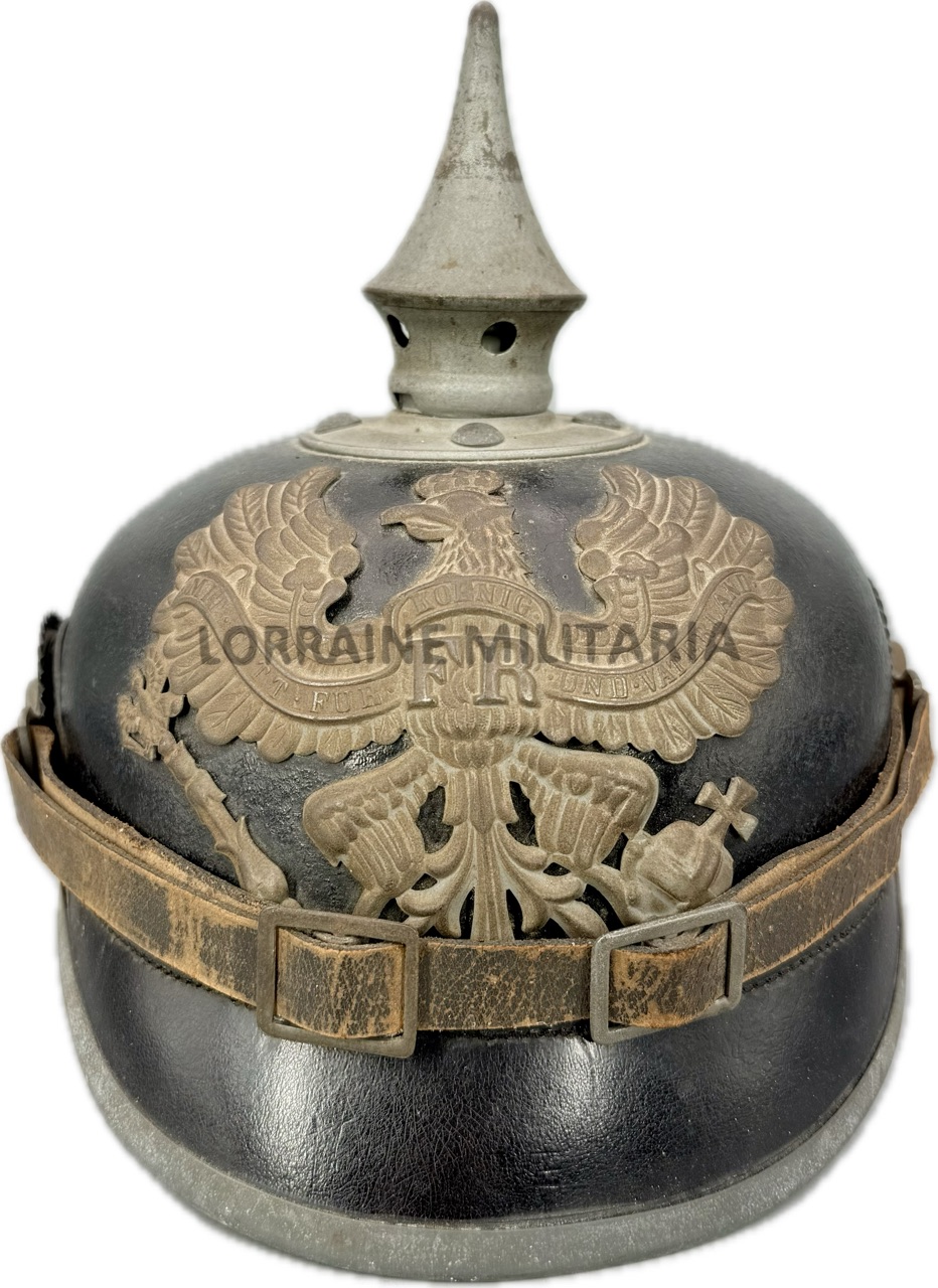 militaria : CASQUE A POINTE ALLEMAND TROUPE PRUSSE MODELE 1915 DU RJR 66 DATE 1916