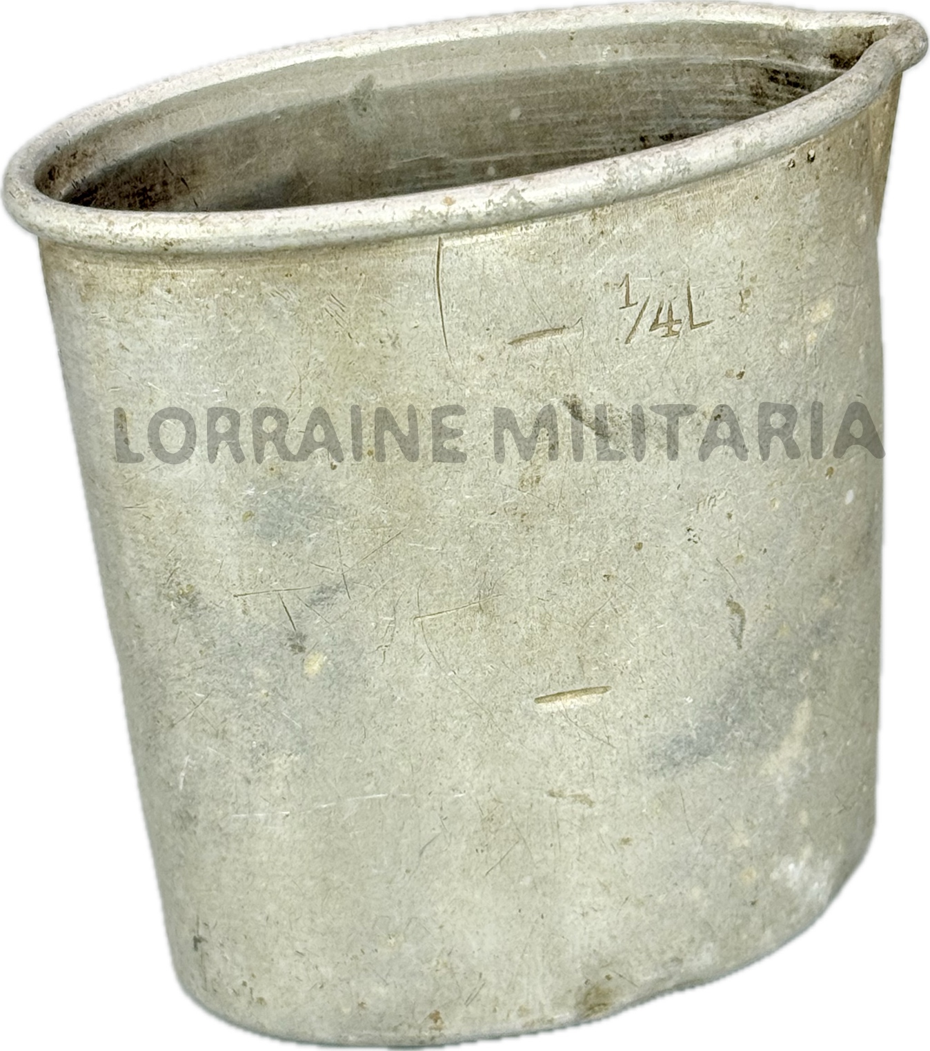 militaria : QUART REGLEMENTAIRE ALLEMAND EN ALUMINIUM DATE 1909 SOUVENIR PIOU-PIOU