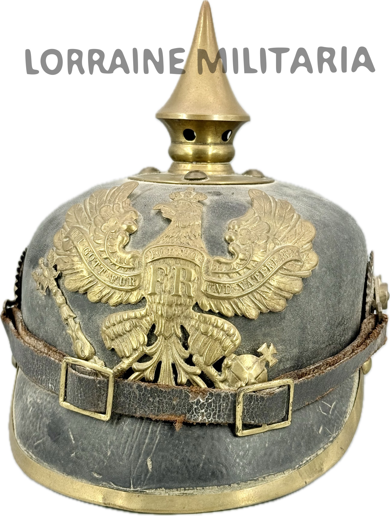 militaria : CASQUE A POINTE TROUPE PRUSSE MODELE 1895 DANS SON JUS