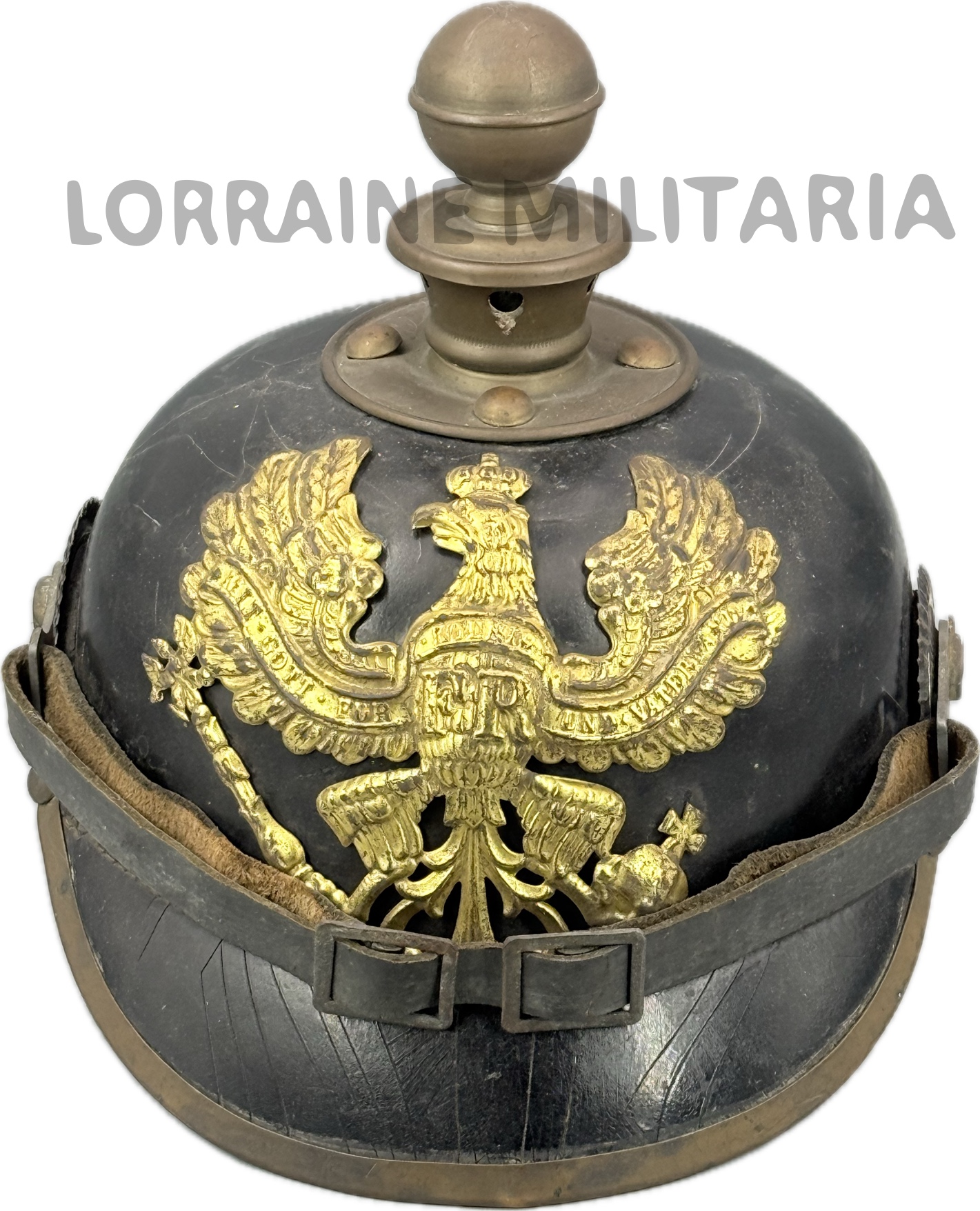 militaria : CASQUE A BOULE PRUSSIEN MLE 1895 D'UN REGIMENT D'ARTILLERIE DE CAMPAGNE