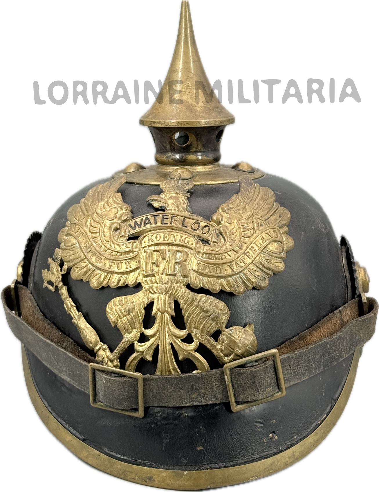 militaria : CASQUE A POINTE ALLEMAND TROUPE PRUSSE MODELE 1895 DU 165 IR WATERLOO