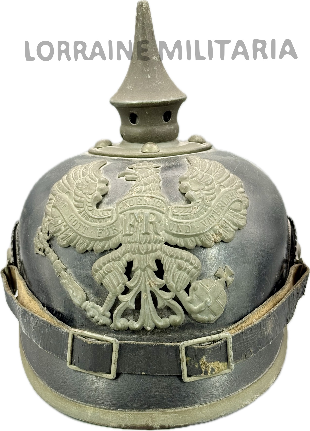 militaria : CASQUE A POINTE ALLEMAND TROUPE PRUSSE MODELE 1915 DU RJR 23 DATE 1916