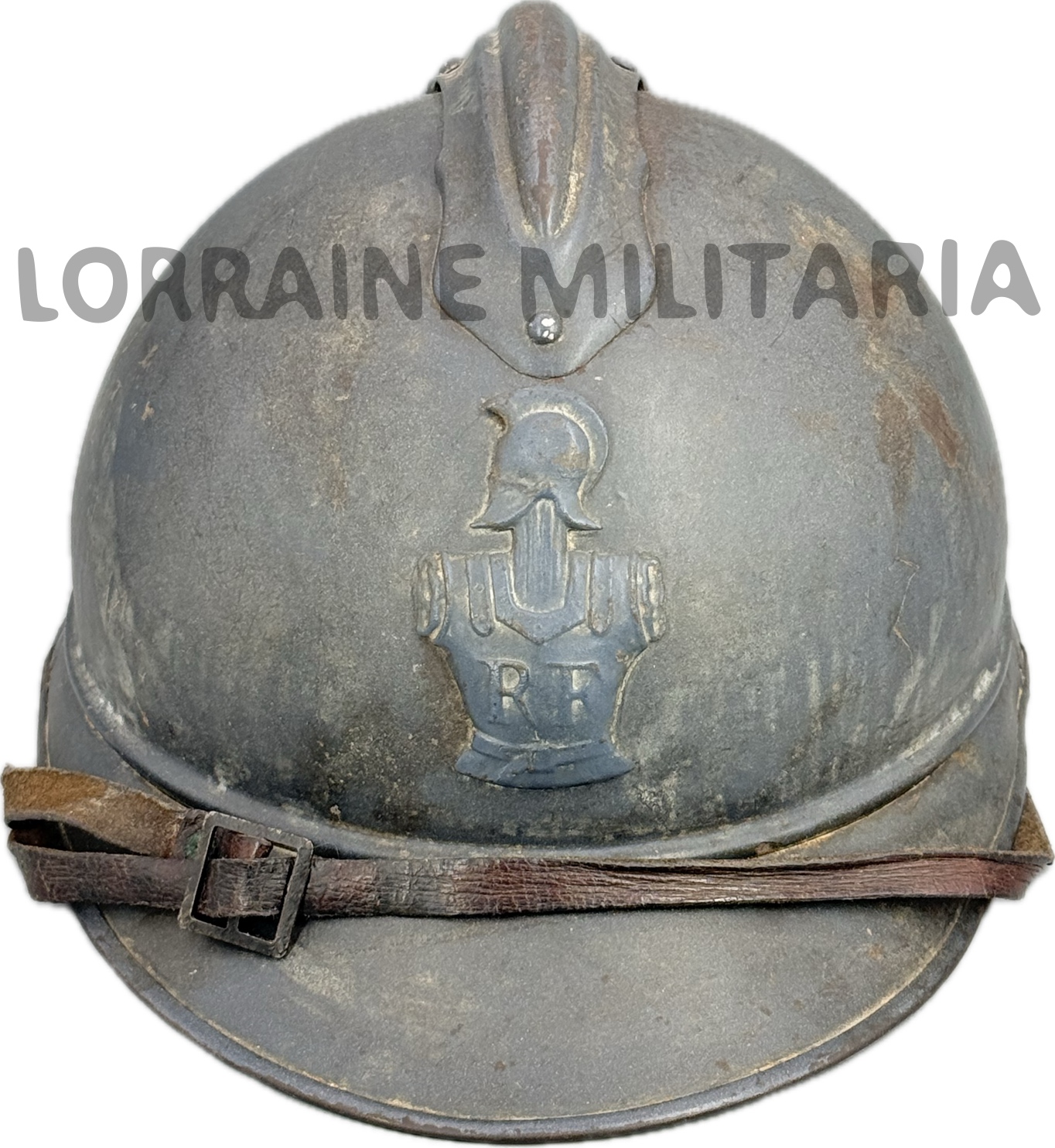 militaria : CASQUE ADRIAN TROUPE FRANÇAIS DU GENIE BLEU HORIZON COMPLET JUS