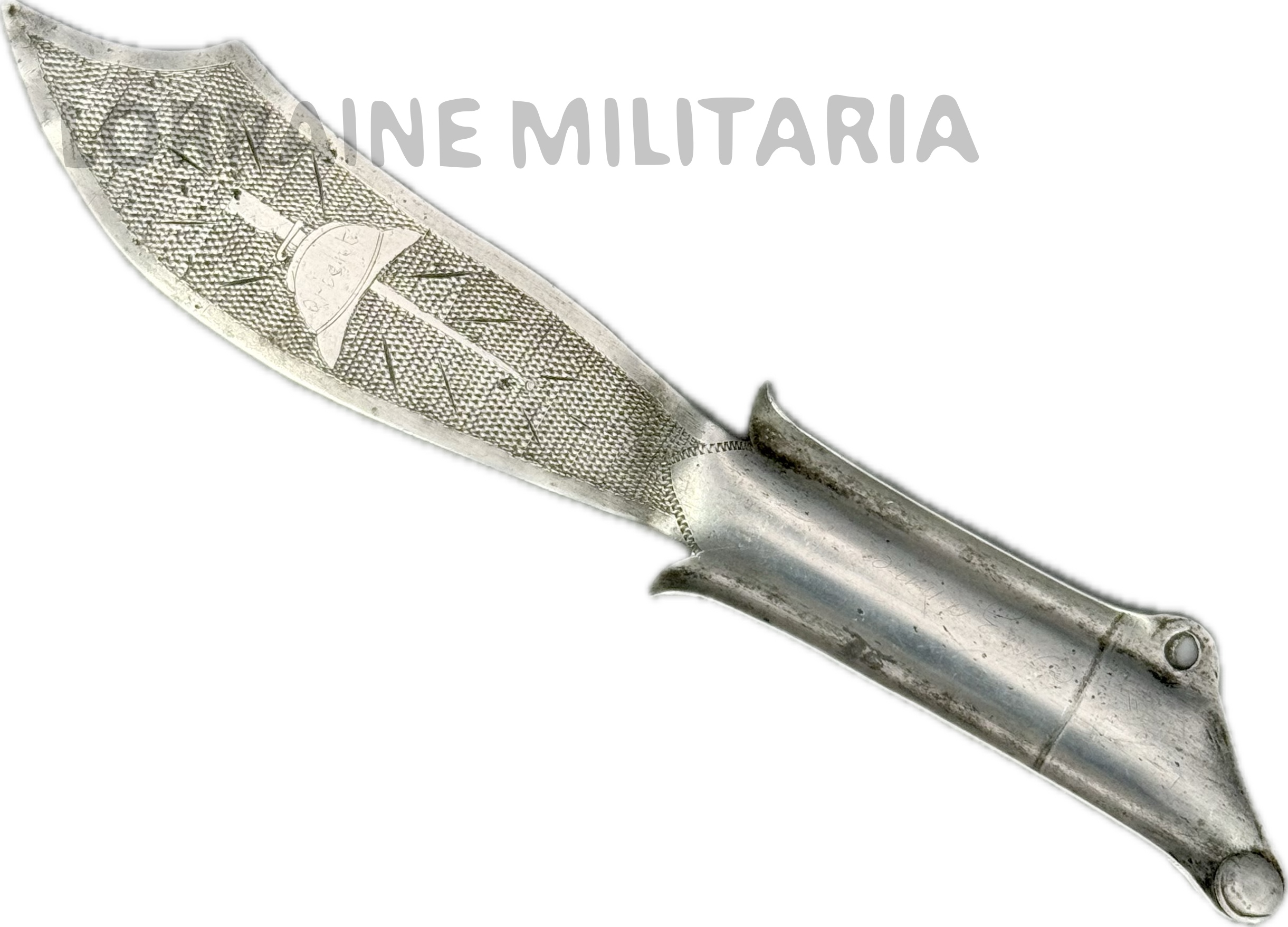 militaria : ARTISANAT TRANCHEE FRANÇAIS COUPE PAPIER MORCEAU ZEPPELIN SALONIQUE 1916