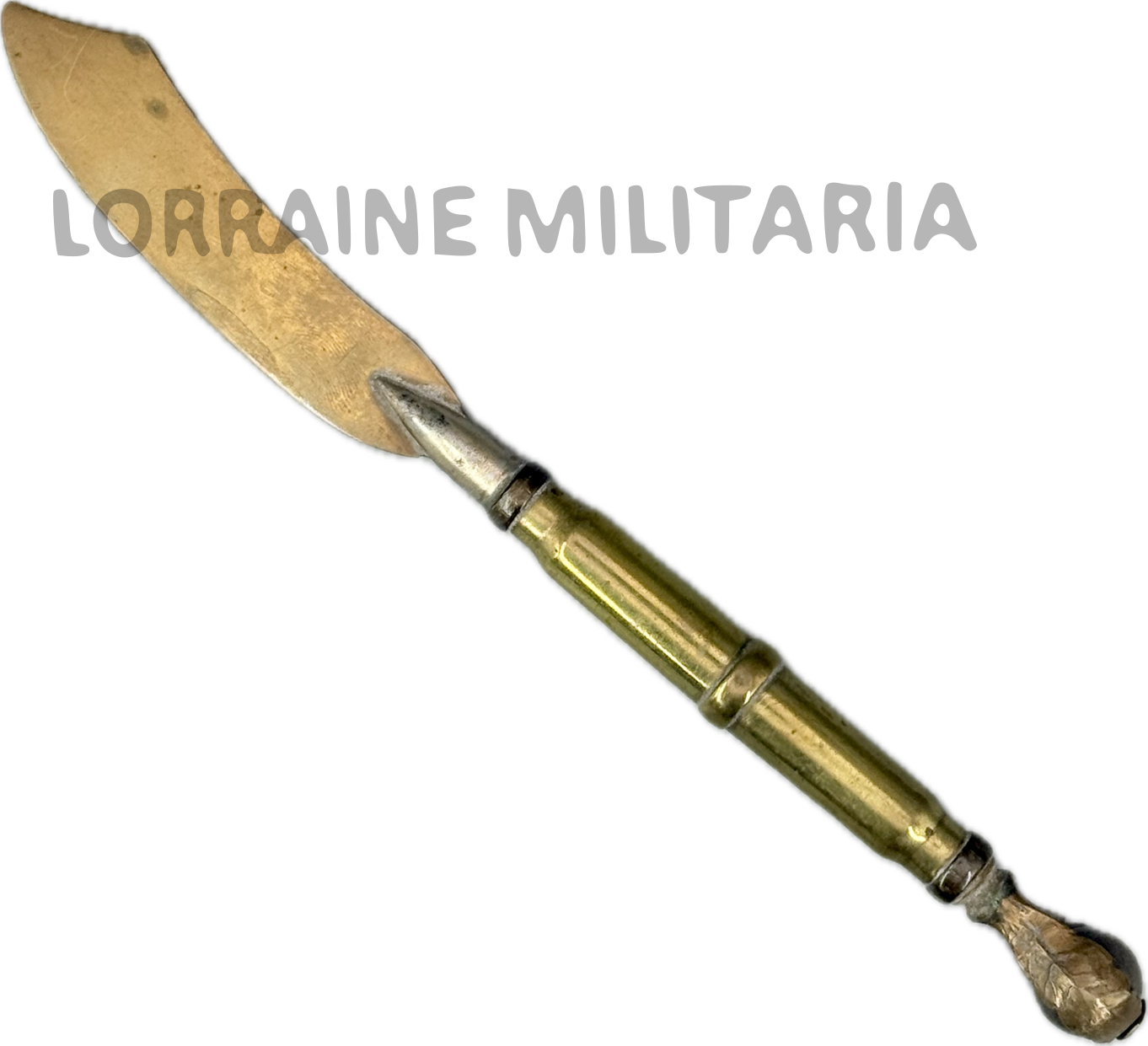 militaria : ARTISANAT TRANCHEE FRANÇAIS COUPE PAPIER BILLE SHRAPNEL