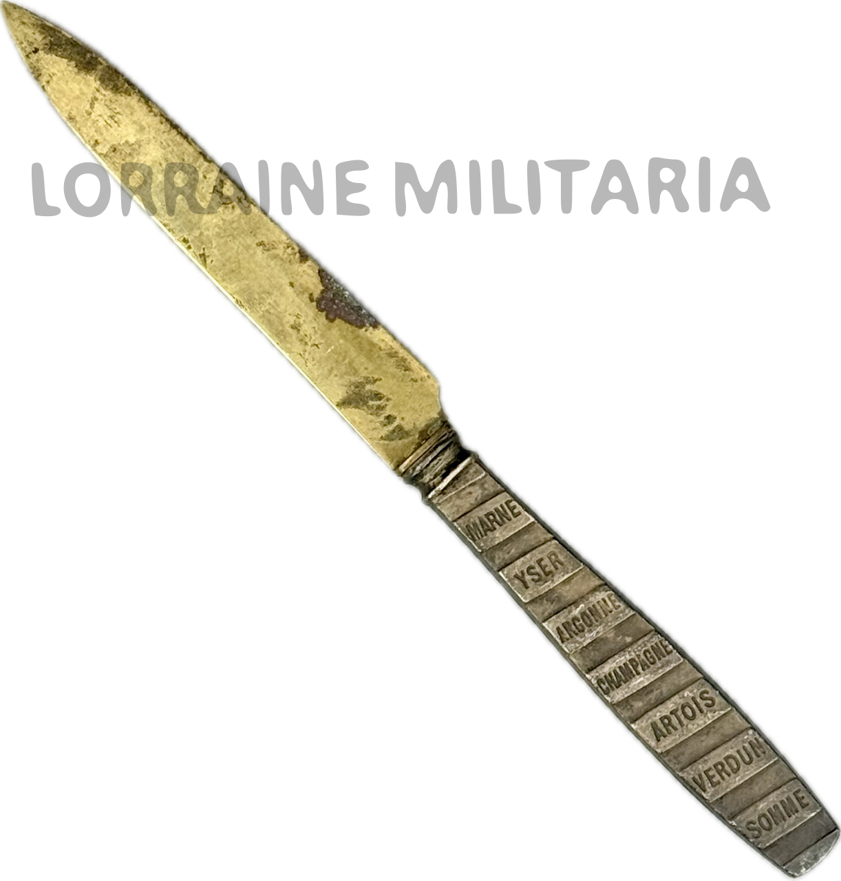militaria : ARTISANAT TRANCHEE FRANÇAIS COUPE PAPIER GRANDES BATAILLES