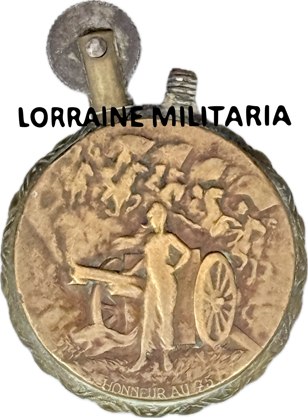 militaria : BRIQUET ARTISANAT TRANCHEE FRANCAIS CANON DE 75 ET ALSACIENNE STRASBOURG