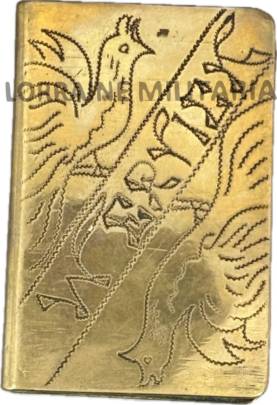 militaria : ETUI LAITON ARTISANAT PROTEGE BOITE ALLUMETTES PRISONNIER USA OU GB