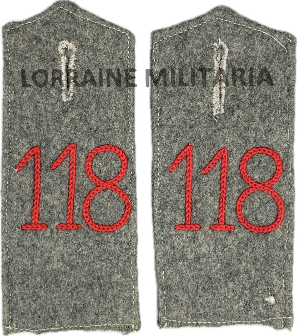 militaria : PAIRE DE PATTES D'EPAULE MODELE 1914 TROUPES DU 118ÈME RÉGIMENT D'INFANTERIE