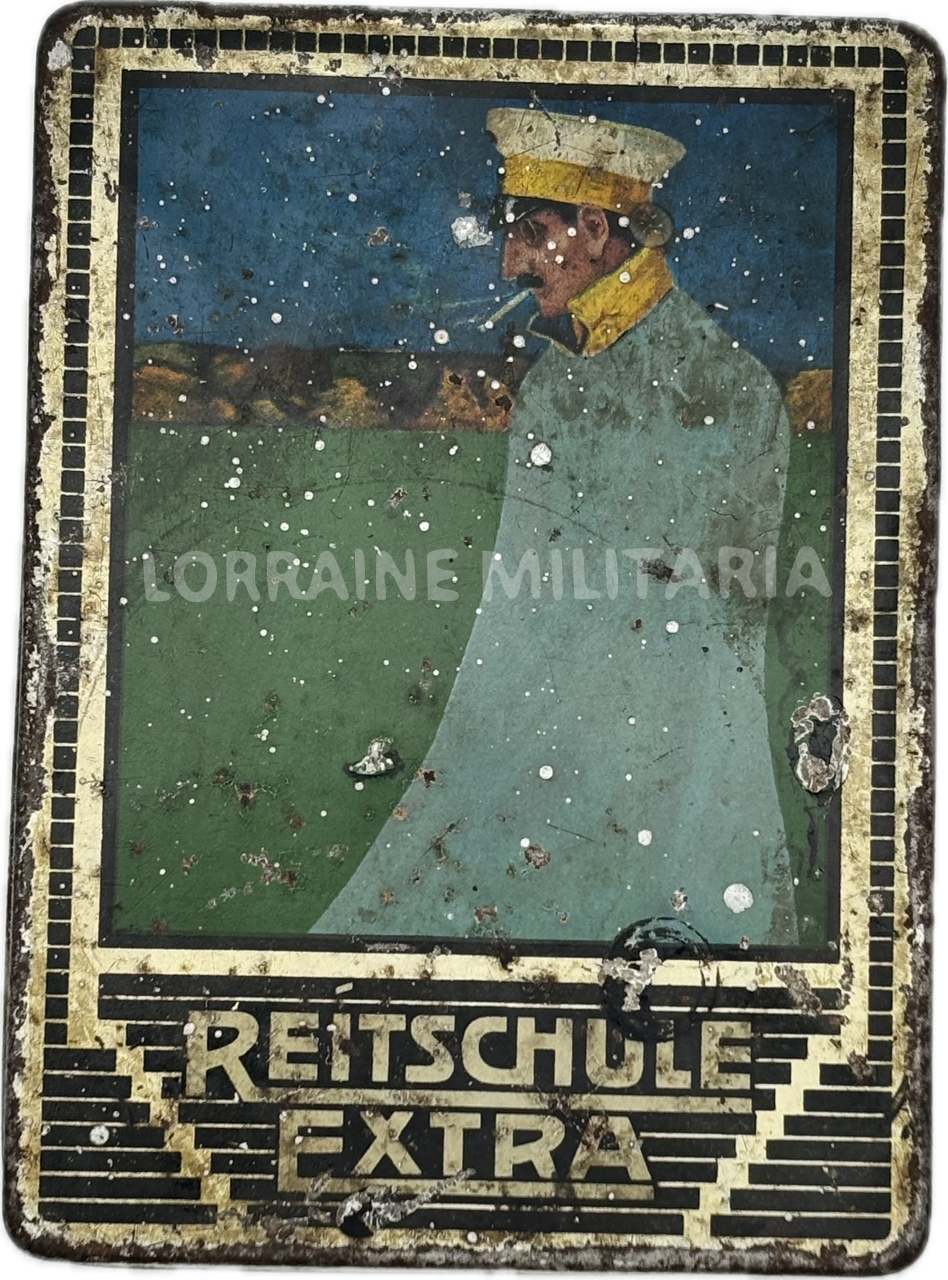 militaria : BOITE DE CIGARETTES REITSCHULE EXTRA TOLE LITOGRAPHIEE